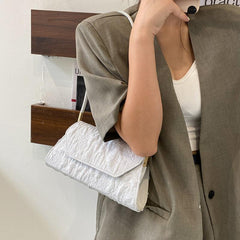 Classic Solid Shoulder Bag Ruched Pattern Armpit Bag