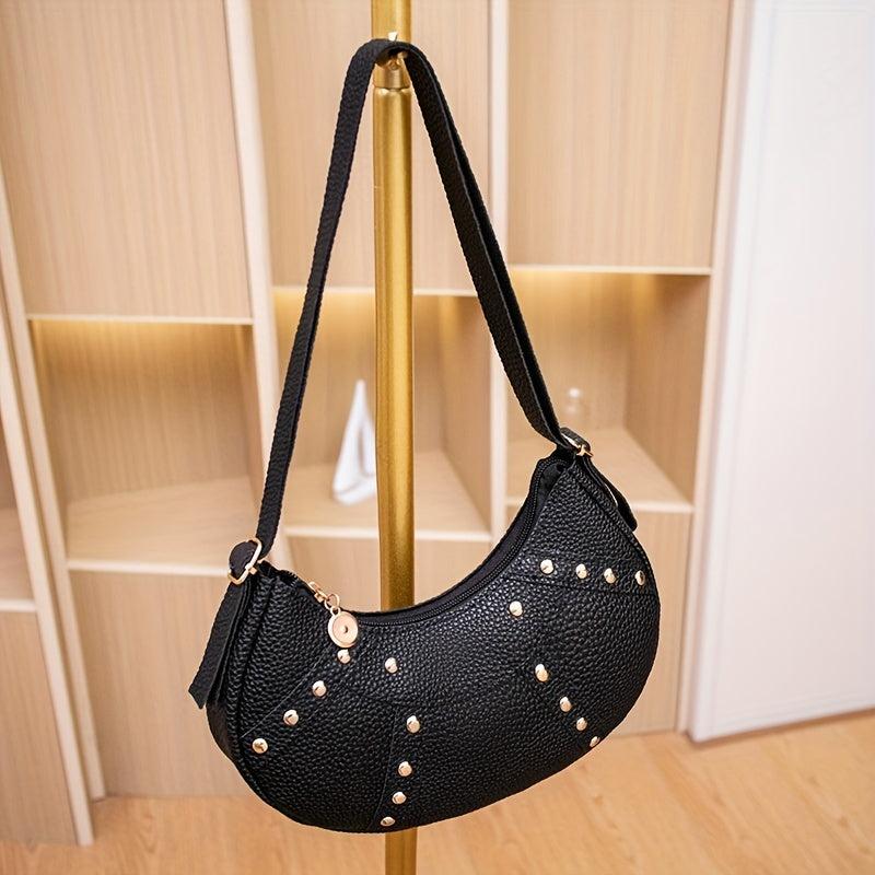 Solid Underarm Bag Casual PU Innovative Moon Bag Women's Shoulder & Handbag