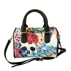 Skull Print Crossbody Bag Gothic Punk Handbag for Halloween