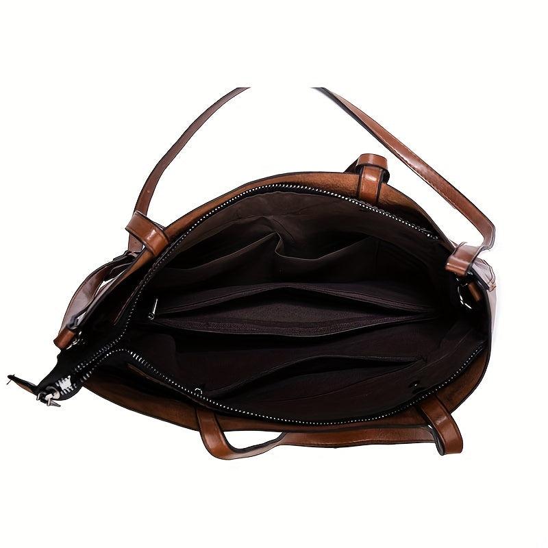 Vintage Large Capacity Tote Bag Retro Top Handle Satchel Bag Women's Handbag