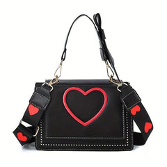 Love Heart Shoulder Bag Stylish Zipper Handbag Detachable Strap