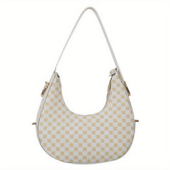 Printed Hobo Bag Crescent Shoulder Zipper Underarm Purse
