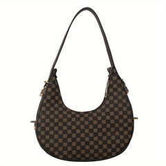 Printed Hobo Bag Crescent Shoulder Zipper Underarm Purse