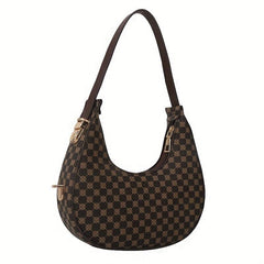 Printed Hobo Bag Crescent Shoulder Zipper Underarm Purse