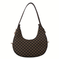 Printed Hobo Bag Crescent Shoulder Zipper Underarm Purse