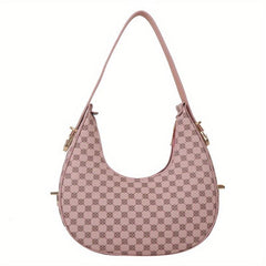 Printed Hobo Bag Crescent Shoulder Zipper Underarm Purse