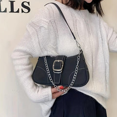 Y2K Baguette Bag Chain Crossbody Purse for Women