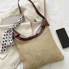 Straw Beach Hobo Bag Summer Woven Tote Bag Women's Casual Shoulder & Handbag