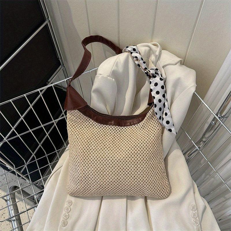 Straw Beach Hobo Bag Summer Woven Tote Bag Women's Casual Shoulder & Handbag