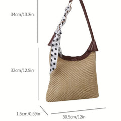 Straw Beach Hobo Bag Summer Woven Tote Bag Women's Casual Shoulder & Handbag