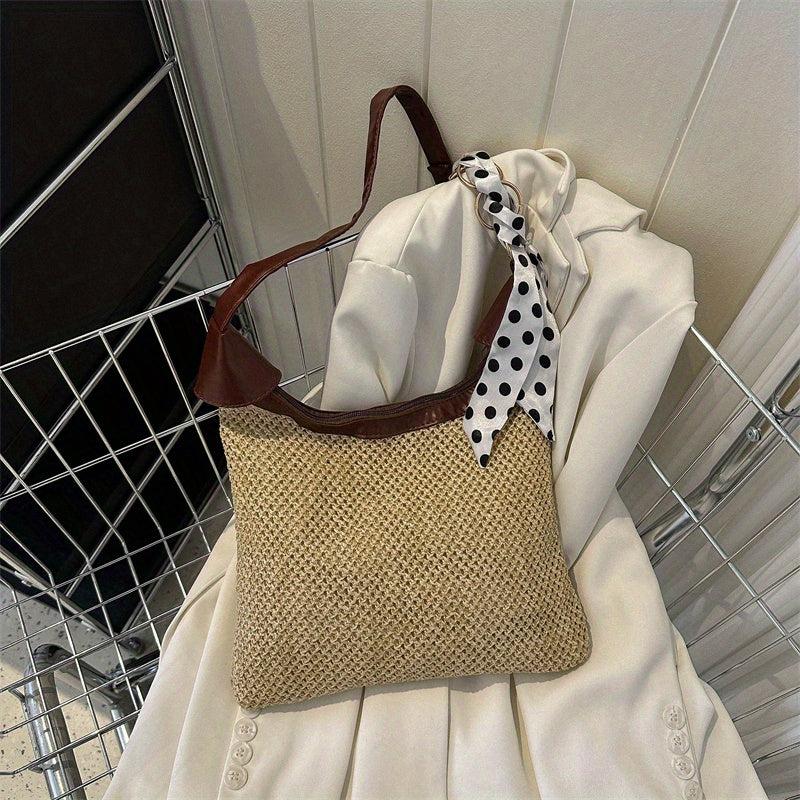 Straw Beach Hobo Bag Summer Woven Tote Bag Women's Casual Shoulder & Handbag
