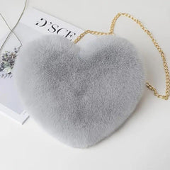 Heart Shaped Plush Bag Women's Chain Crossbody Bag Gift Love Purse