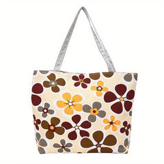Vintage Large Tote Bag Floral Geometric Print Shoulder Bag Casual Handbag