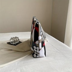 Vintage Large Tote Bag Floral Geometric Print Shoulder Bag Casual Handbag