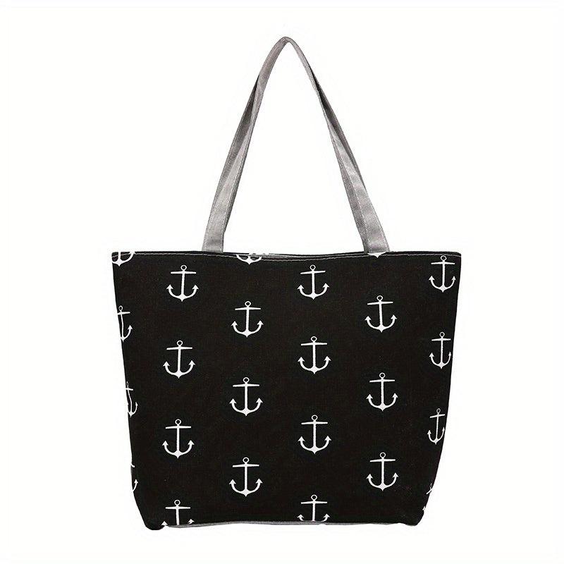 Vintage Large Tote Bag Floral Geometric Print Shoulder Bag Casual Handbag