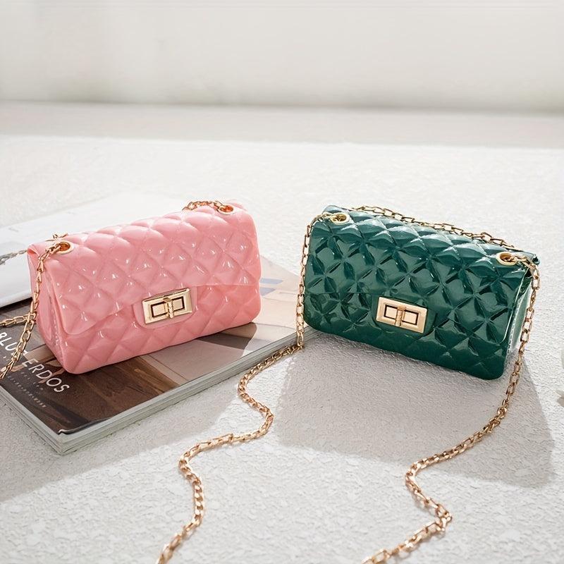Quilted Jelly Crossbody Bag PVC Shoulder Bag Women's Handbag Purse