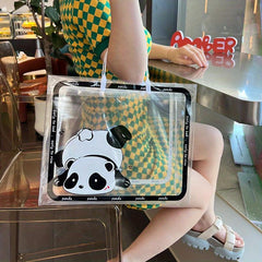 Transparent Panda Tote Bag Waterproof PVC Handbag Women's Casual