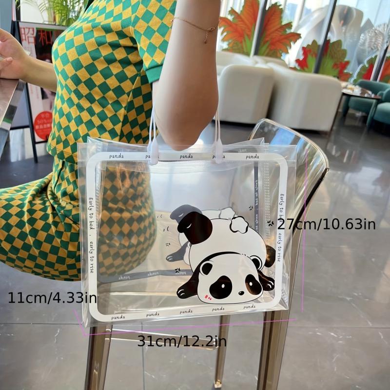 Transparent Panda Tote Bag Waterproof PVC Handbag Women's Casual