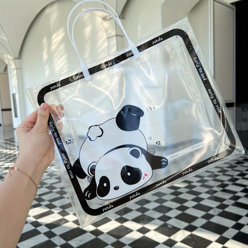 Transparent Panda Tote Bag Waterproof PVC Handbag Women's Casual