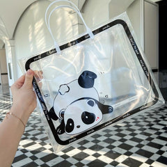 Transparent Panda Tote Bag Waterproof PVC Handbag Women's Casual
