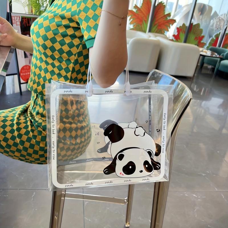 Transparent Panda Tote Bag Waterproof PVC Handbag Women's Casual
