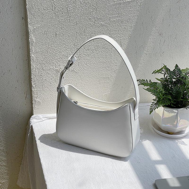 Minimalist Baguette Bag Solid PU Leather Handbag