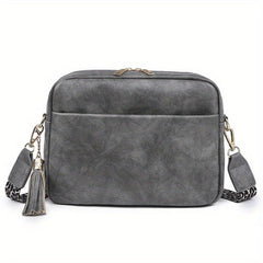 Minimalist Square Zipper Shoulder Bag Women's Faux Leather Crossbody Bag