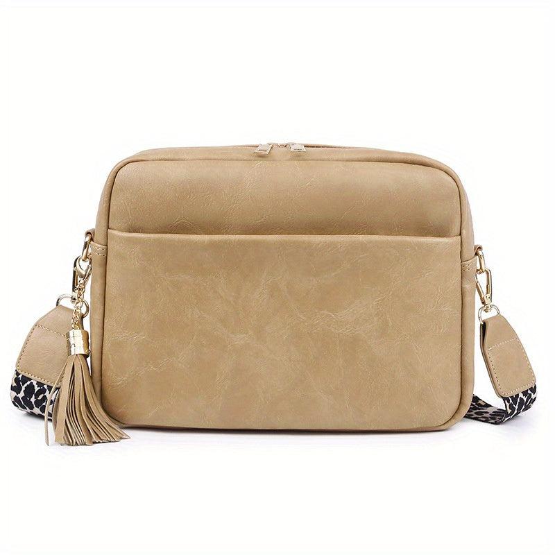 Minimalist Square Zipper Shoulder Bag Women's Faux Leather Crossbody Bag