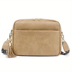 Minimalist Square Zipper Shoulder Bag Women's Faux Leather Crossbody Bag