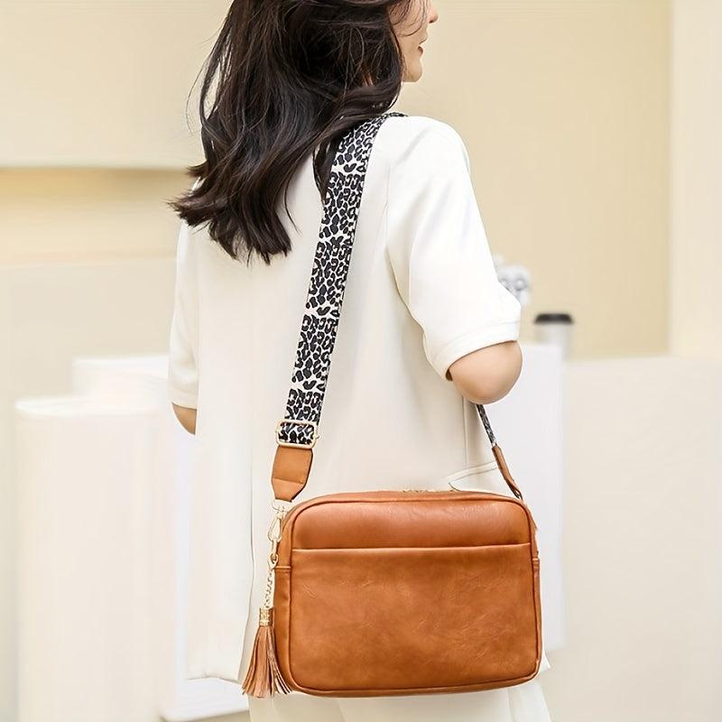 Minimalist Square Zipper Shoulder Bag Women's Faux Leather Crossbody Bag