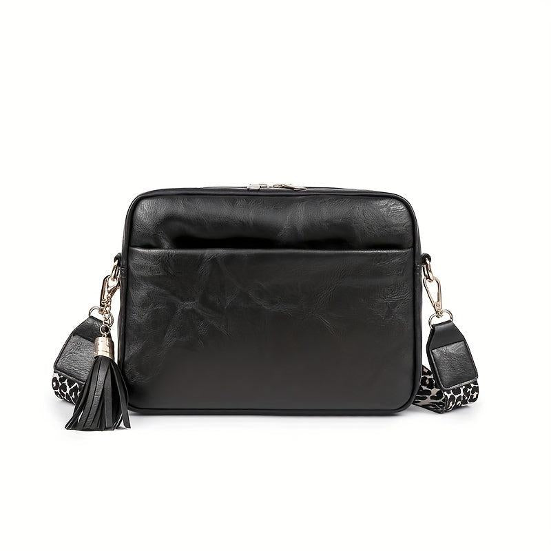 Minimalist Square Zipper Shoulder Bag Women's Faux Leather Crossbody Bag