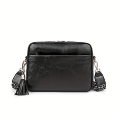 Minimalist Square Zipper Shoulder Bag Women's Faux Leather Crossbody Bag