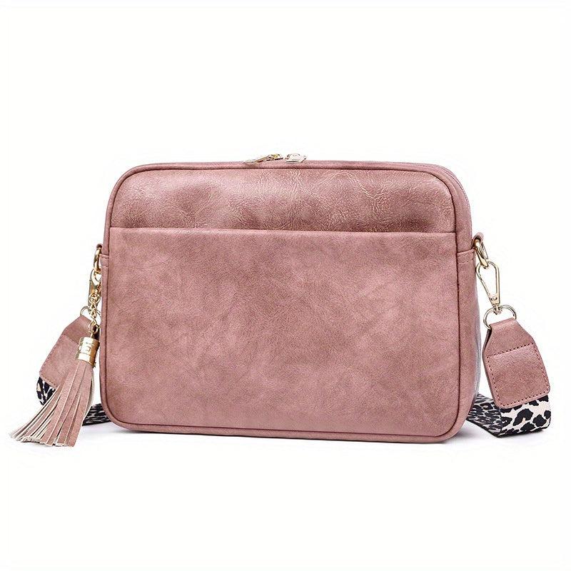 Minimalist Square Zipper Shoulder Bag Women's Faux Leather Crossbody Bag