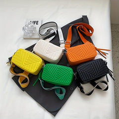 Chevron Embossed Crossbody Bag Small Square Purse