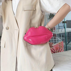 Lip Shaped Chain Crossbody Bag Zipper Novelty Purse Funny Shoulder Bag