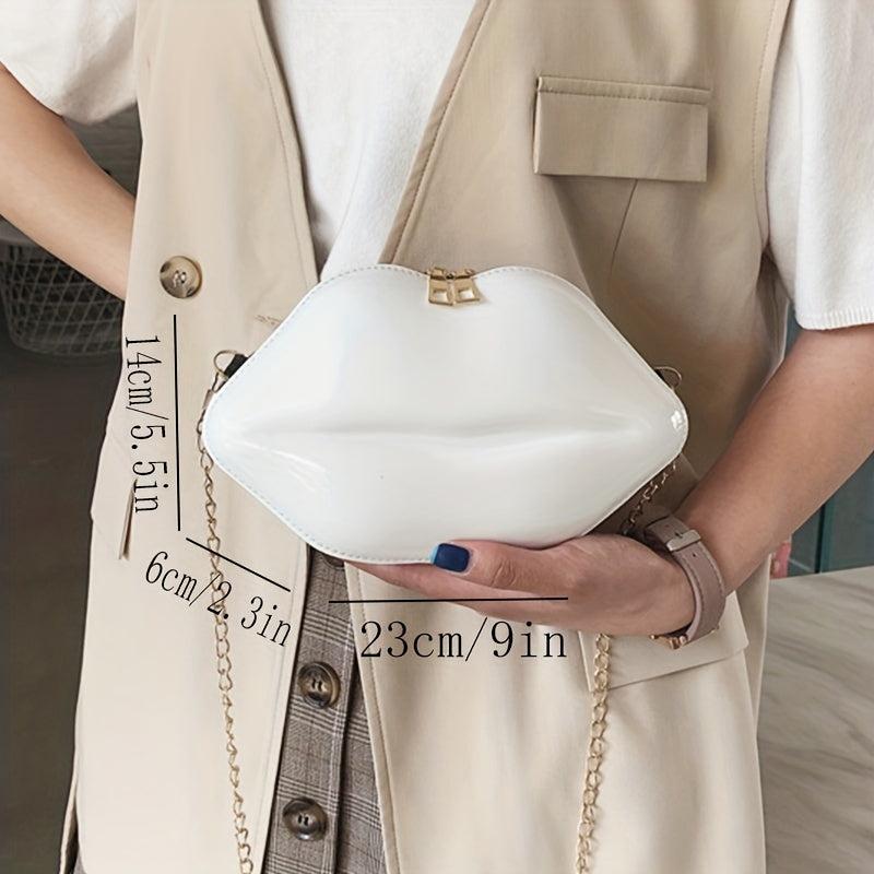 Lip Shaped Chain Crossbody Bag Zipper Novelty Purse Funny Shoulder Bag
