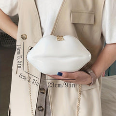 Lip Shaped Chain Crossbody Bag Zipper Novelty Purse Funny Shoulder Bag