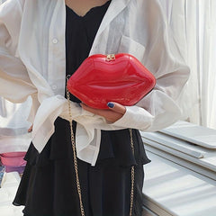Lip Shaped Chain Crossbody Bag Zipper Novelty Purse Funny Shoulder Bag