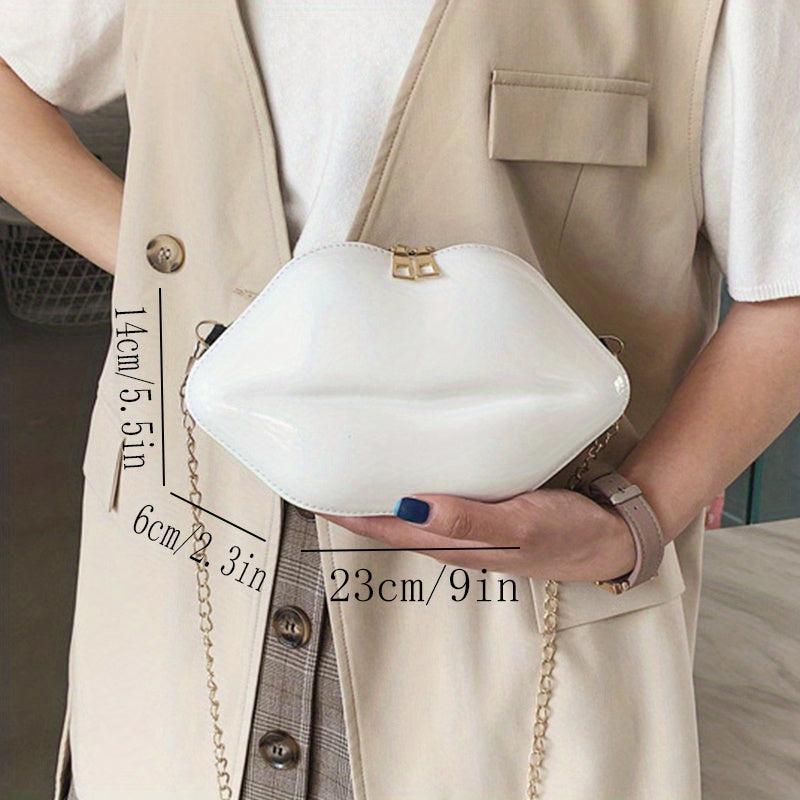 Lip Shaped Chain Crossbody Bag Zipper Novelty Purse Funny Shoulder Bag
