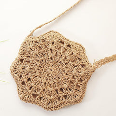 Straw Beach Round Handbag Women's Shoulder Bag Crossbody Purse
