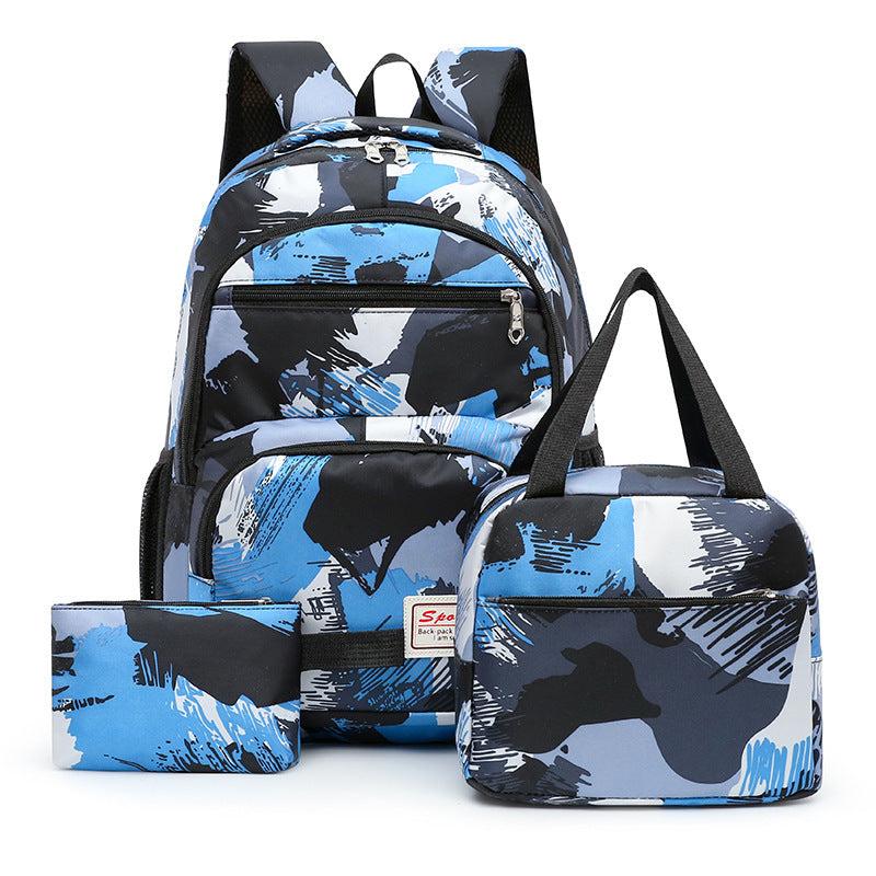 Camouflage Graffiti Print Backpack Set with Lunch Box and Coin Purse