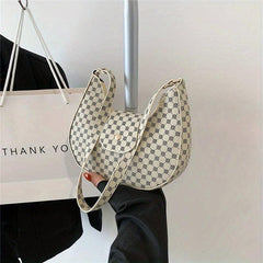 Vintage Crescent Polka Dot Print Shoulder Bag
