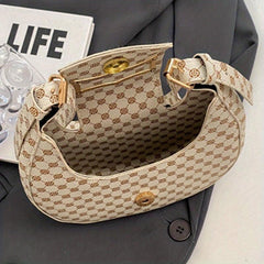Vintage Crescent Polka Dot Print Shoulder Bag