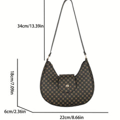 Vintage Crescent Polka Dot Print Shoulder Bag