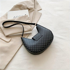Vintage Crescent Polka Dot Print Shoulder Bag