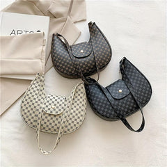 Vintage Crescent Polka Dot Print Shoulder Bag