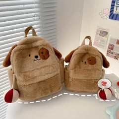 Puppy Plush Backpack Cartoon Animal Backpack With Zipper