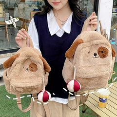 Puppy Plush Backpack Cartoon Animal Backpack With Zipper