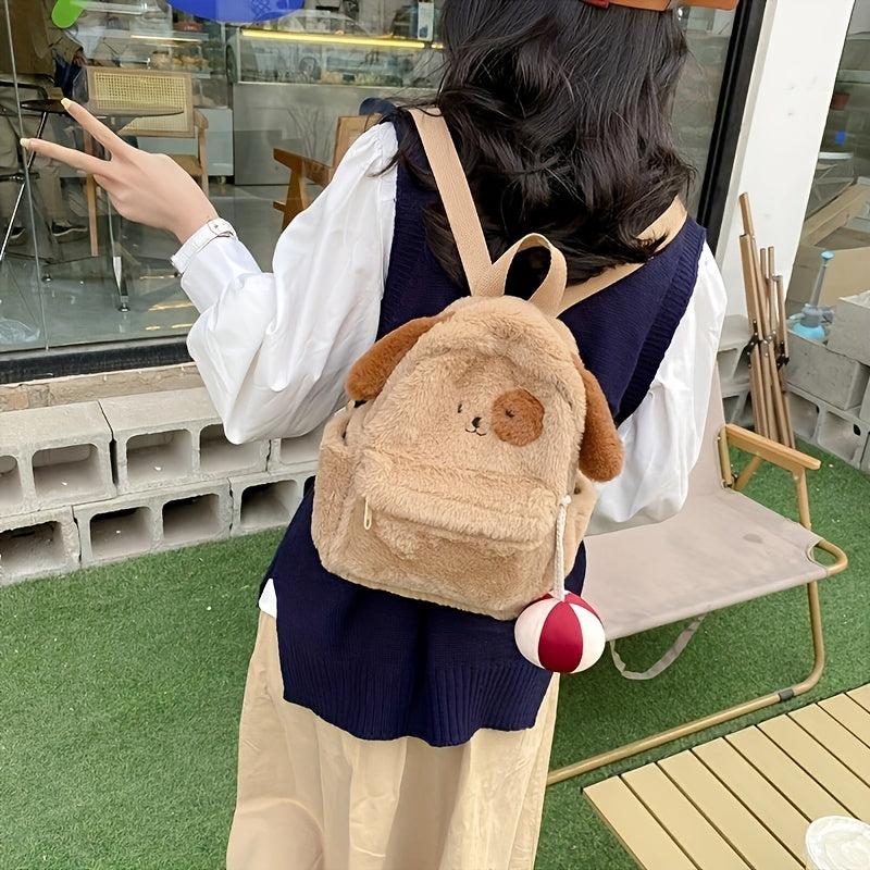 Puppy Plush Backpack Cartoon Animal Backpack With Zipper