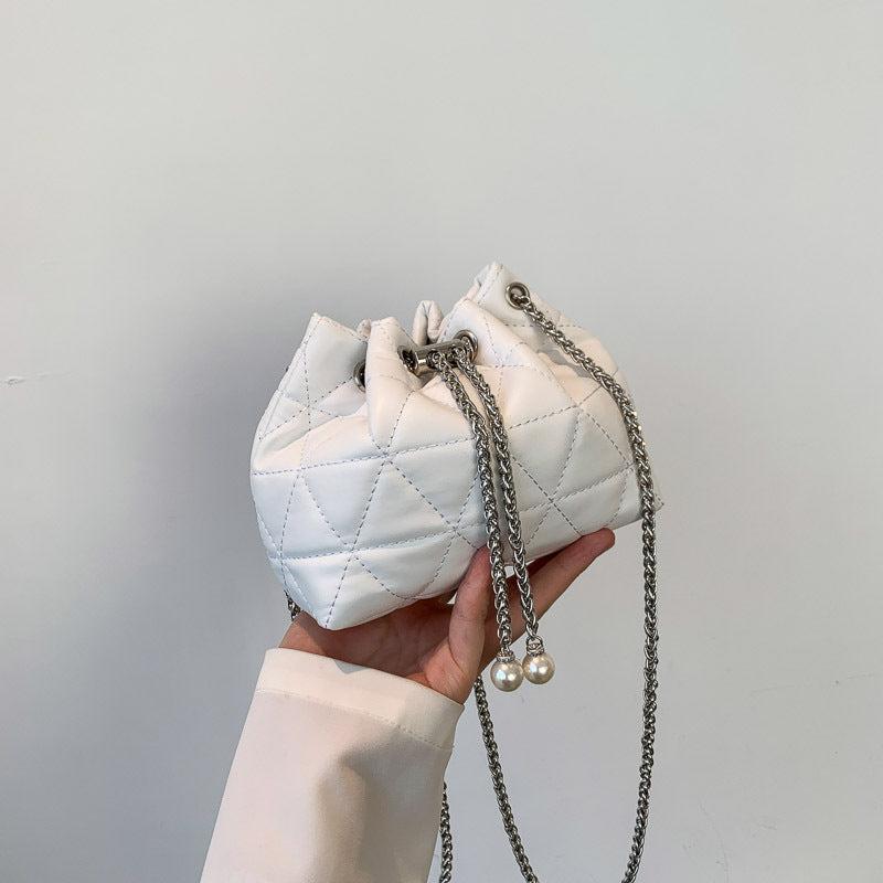 Mini Quilted Crossbody Bucket Bag PU Shoulder Bag Women's Casual Handbag